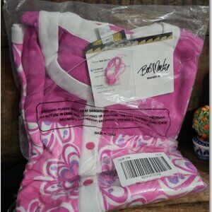 Bob Mackie Wearable Art Pink White Floral Cardigan Sweater Size 3X